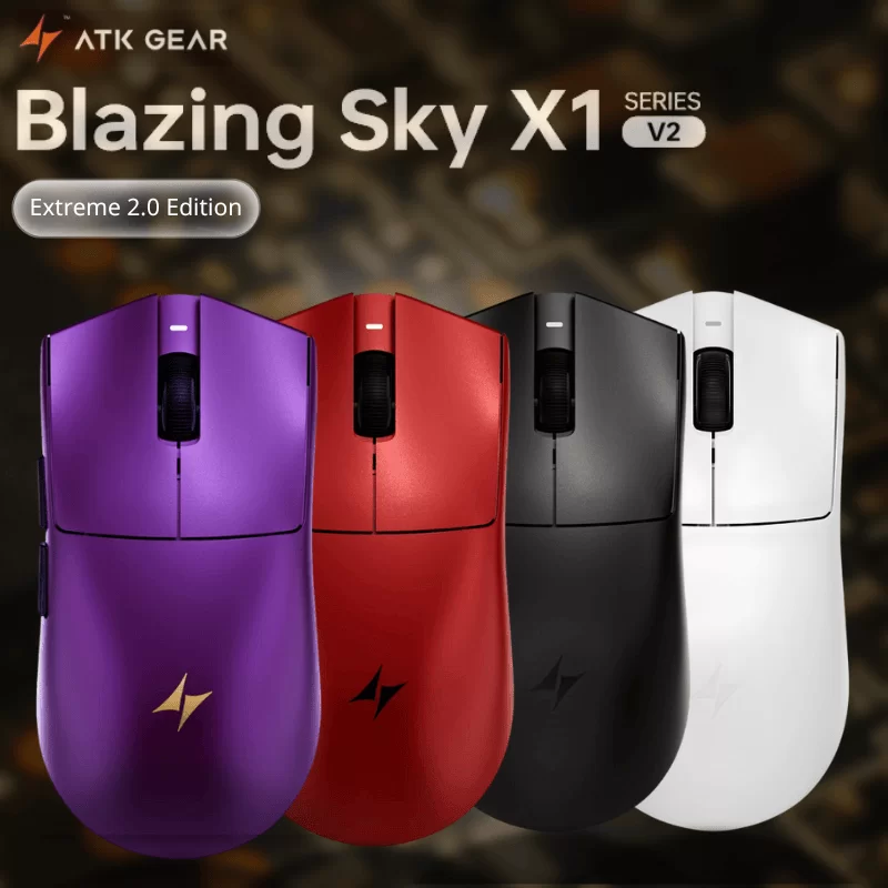 ATK Blazing Sky X1 V2 Extreme (8K dongle included) Gaming Mouse - 100% Teflon (PTFE) Feet, 0.163ms button latency, 3 modes, Omron D2FP, PAW3950 Ultra Sensor, Wireless 8000Hz, 800mAh
