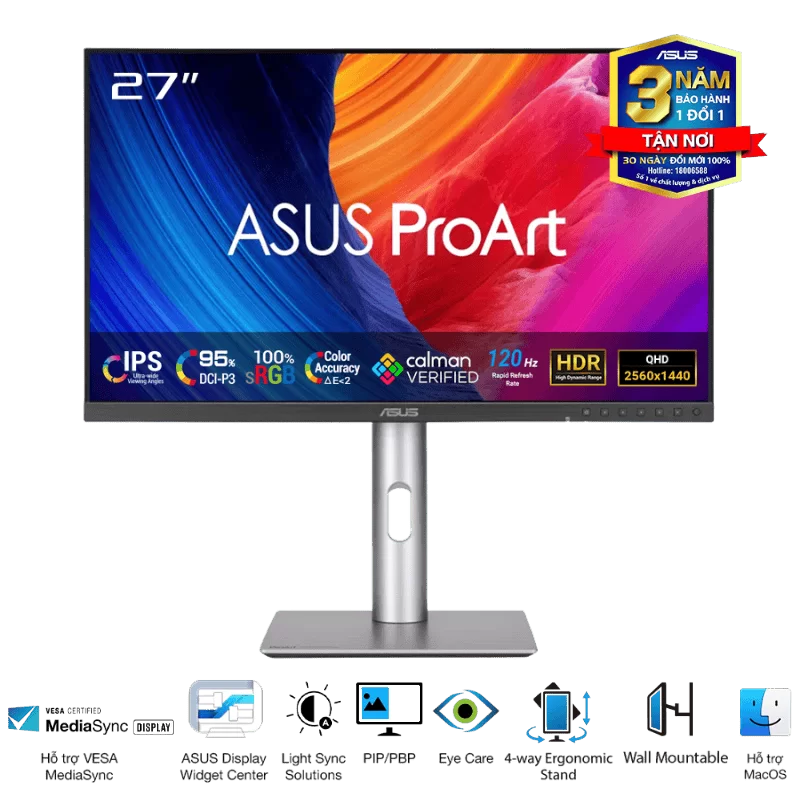 ASUS ProArt PA278QGV (PA278QV Gen2) Professional Monitor - 27 inch, IPS, WQHD (2560 x 1440), 100% sRGB, ΔE < 2, Calman Verified, ProArt Preset, ProArt Palette, Ergonomic Stand 1 ASUS ProArt PA278QGV (PA278QV Gen2) Professional Monitor - 27 inch, IPS, WQHD (2560 x 1440), 100% sRGB, ΔE < 2, Calman Verified, ProArt Preset, ProArt Palette, Ergonomic Stand