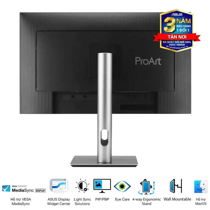 ASUS ProArt PA278QGV (PA278QV Gen2) Professional Monitor - 27 inch, IPS, WQHD (2560 x 1440), 100% sRGB, ΔE < 2, Calman Verified, ProArt Preset, ProArt Palette, Ergonomic Stand 8 ASUS ProArt PA278QGV (PA278QV Gen2) Professional Monitor - 27 inch, IPS, WQHD (2560 x 1440), 100% sRGB, ΔE < 2, Calman Verified, ProArt Preset, ProArt Palette, Ergonomic Stand - Ảnh 8