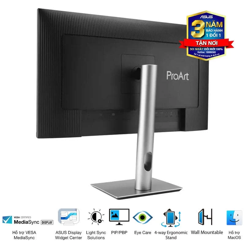 ASUS ProArt PA278QGV (PA278QV Gen2) Professional Monitor - 27 inch, IPS, WQHD (2560 x 1440), 100% sRGB, ΔE < 2, Calman Verified, ProArt Preset, ProArt Palette, Ergonomic Stand 9 ASUS ProArt PA278QGV (PA278QV Gen2) Professional Monitor - 27 inch, IPS, WQHD (2560 x 1440), 100% sRGB, ΔE < 2, Calman Verified, ProArt Preset, ProArt Palette, Ergonomic Stand - Ảnh 9