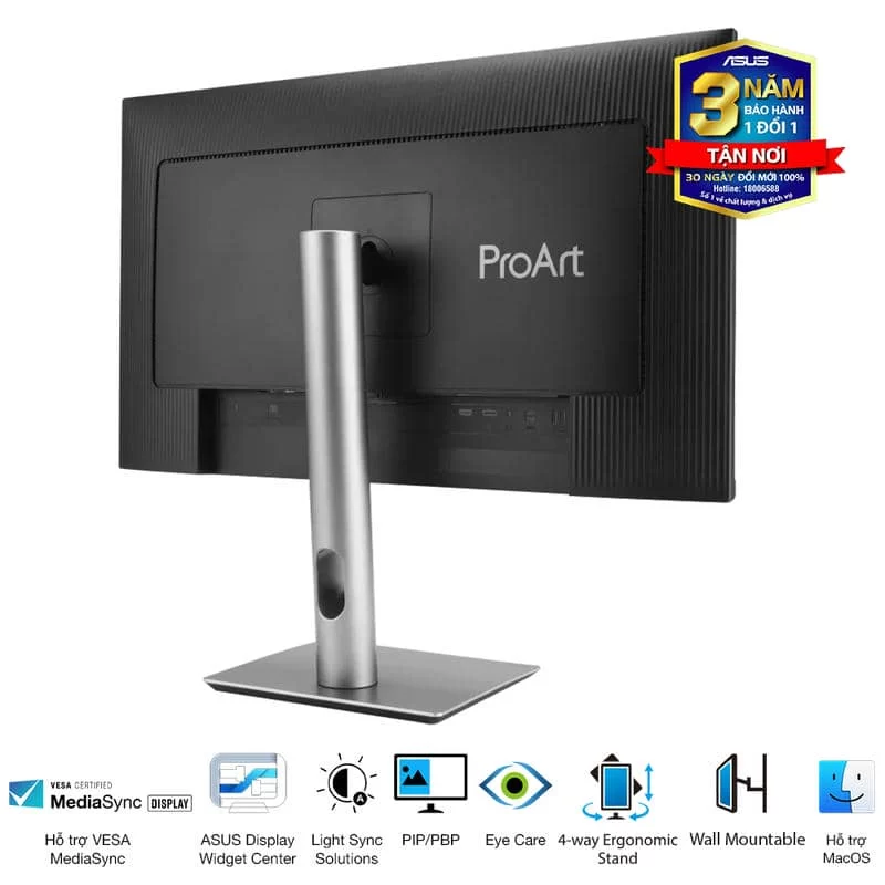 ASUS ProArt PA278QGV (PA278QV Gen2) Professional Monitor - 27 inch, IPS, WQHD (2560 x 1440), 100% sRGB, ΔE < 2, Calman Verified, ProArt Preset, ProArt Palette, Ergonomic Stand 10 ASUS ProArt PA278QGV (PA278QV Gen2) Professional Monitor - 27 inch, IPS, WQHD (2560 x 1440), 100% sRGB, ΔE < 2, Calman Verified, ProArt Preset, ProArt Palette, Ergonomic Stand - Ảnh 10