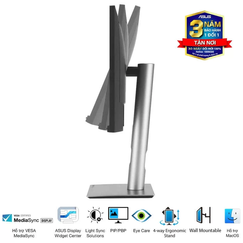 ASUS ProArt PA278QGV (PA278QV Gen2) Professional Monitor - 27 inch, IPS, WQHD (2560 x 1440), 100% sRGB, ΔE < 2, Calman Verified, ProArt Preset, ProArt Palette, Ergonomic Stand 12 ASUS ProArt PA278QGV (PA278QV Gen2) Professional Monitor - 27 inch, IPS, WQHD (2560 x 1440), 100% sRGB, ΔE < 2, Calman Verified, ProArt Preset, ProArt Palette, Ergonomic Stand - Ảnh 12