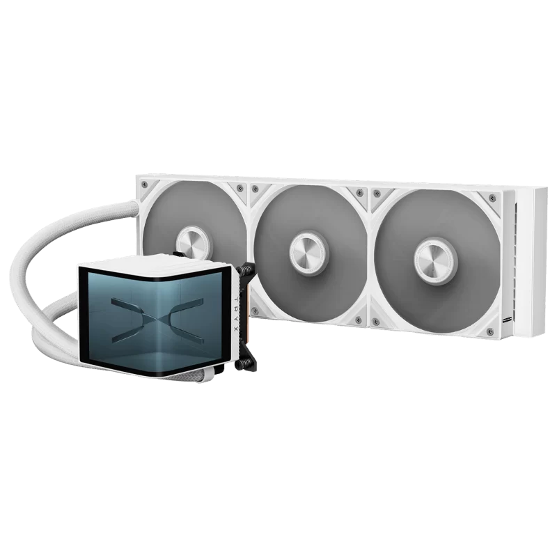 TRYX PANORAMA 360 WHITE AIO Liquid CPU Cooler - 6.5inch curved screen, 360mm radiator, Asetek Adela pump 1 TRYX PANORAMA 360 WHITE AIO Liquid CPU Cooler - 6.5inch curved screen, 360mm radiator, Asetek Adela pump