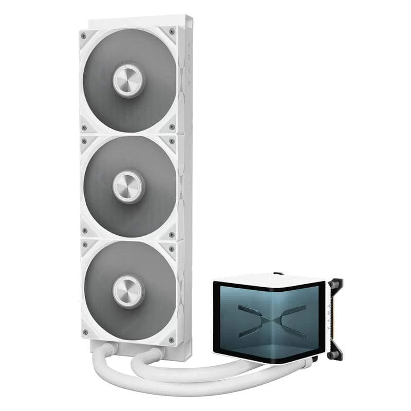 TRYX PANORAMA 360 WHITE AIO Liquid CPU Cooler - 6.5inch curved screen, 360mm radiator, Asetek Adela pump 3 TRYX PANORAMA 360 WHITE AIO Liquid CPU Cooler - 6.5inch curved screen, 360mm radiator, Asetek Adela pump - Ảnh 3