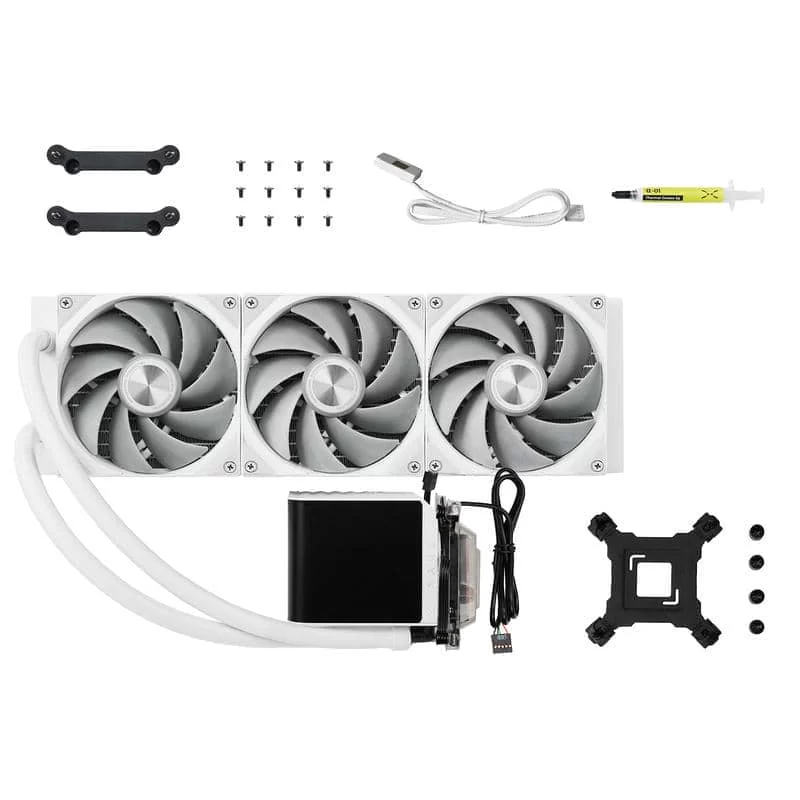 TRYX PANORAMA 360 WHITE AIO Liquid CPU Cooler - 6.5inch curved screen, 360mm radiator, Asetek Adela pump 6 TRYX PANORAMA 360 WHITE AIO Liquid CPU Cooler - 6.5inch curved screen, 360mm radiator, Asetek Adela pump - Ảnh 6