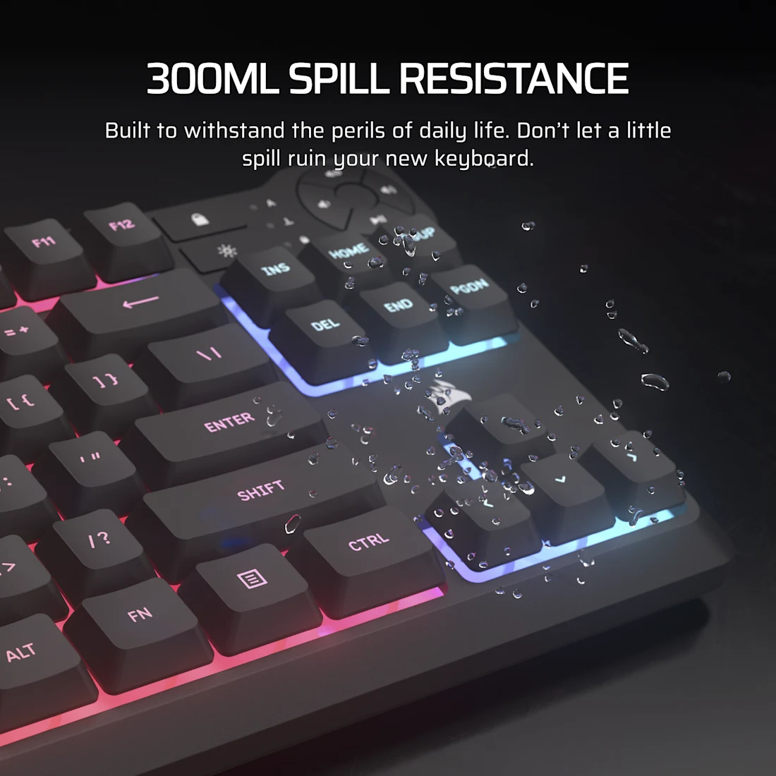 CORSAIR K55 CORE TKL RGB Gaming Keyboard - Black, Tenkeyless, 8-Zone RGB, Quiet Membrane Keys, Spill Resistant, Media Keys, 1000Hz Polling 5 CORSAIR K55 CORE TKL RGB Gaming Keyboard - Black, Tenkeyless, 8-Zone RGB, Quiet Membrane Keys, Spill Resistant, Media Keys, 1000Hz Polling - Ảnh 5