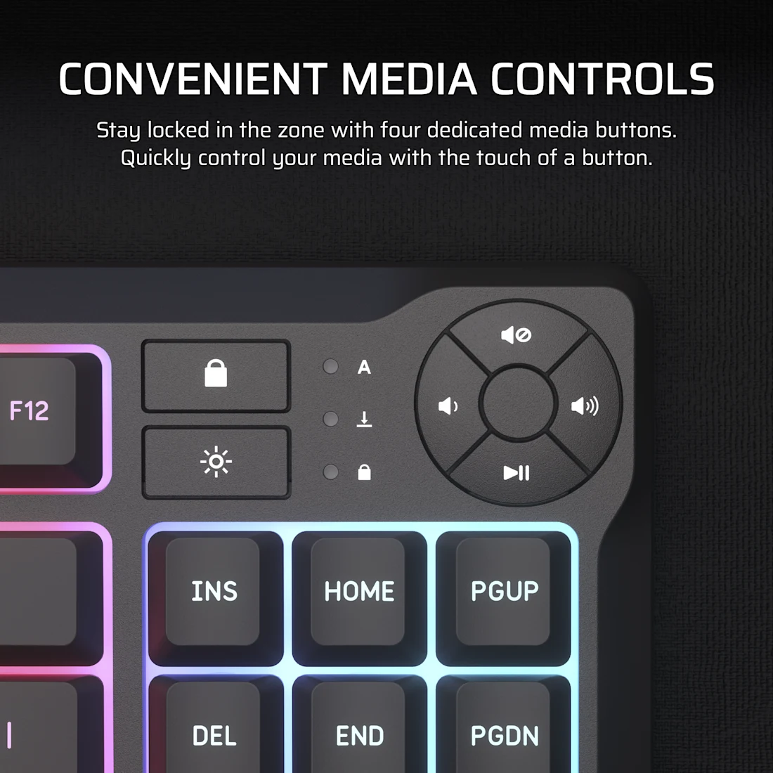 CORSAIR K55 CORE TKL RGB Gaming Keyboard - Black, Tenkeyless, 8-Zone RGB, Quiet Membrane Keys, Spill Resistant, Media Keys, 1000Hz Polling 6 CORSAIR K55 CORE TKL RGB Gaming Keyboard - Black, Tenkeyless, 8-Zone RGB, Quiet Membrane Keys, Spill Resistant, Media Keys, 1000Hz Polling - Ảnh 6