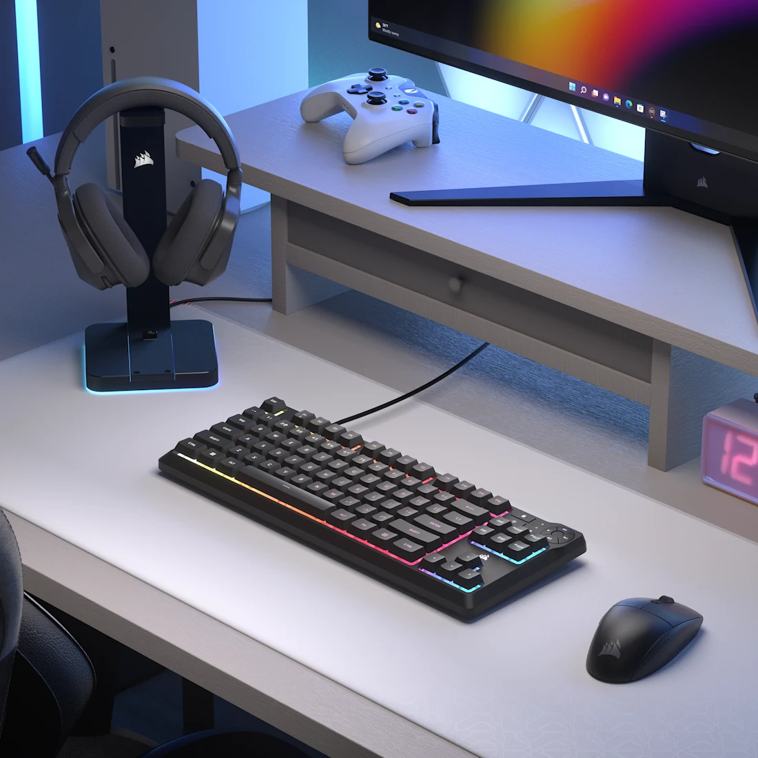CORSAIR K55 CORE TKL RGB Gaming Keyboard - Black, Tenkeyless, 8-Zone RGB, Quiet Membrane Keys, Spill Resistant, Media Keys, 1000Hz Polling 10 CORSAIR K55 CORE TKL RGB Gaming Keyboard - Black, Tenkeyless, 8-Zone RGB, Quiet Membrane Keys, Spill Resistant, Media Keys, 1000Hz Polling - Ảnh 10