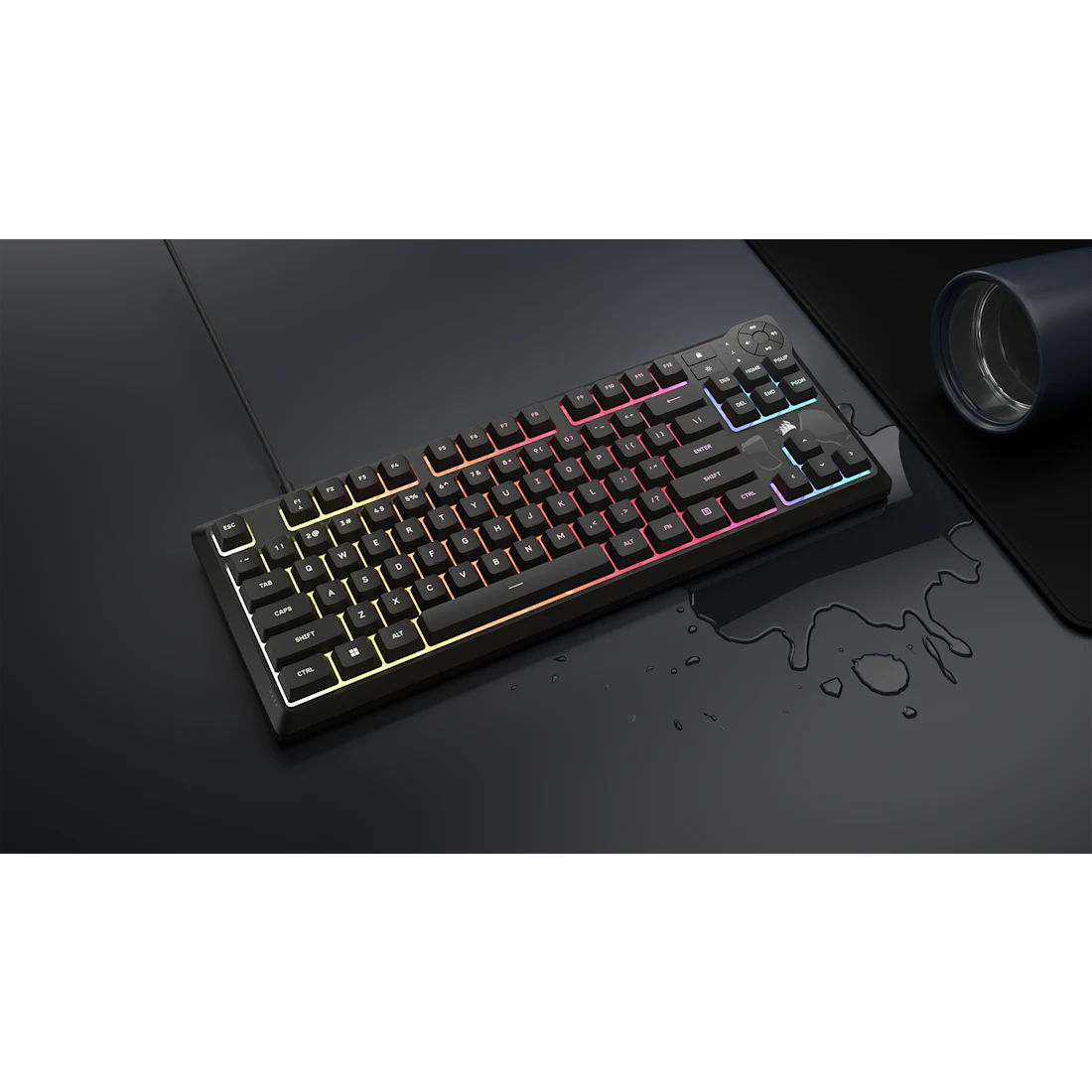 CORSAIR K55 CORE TKL RGB Gaming Keyboard - Black, Tenkeyless, 8-Zone RGB, Quiet Membrane Keys, Spill Resistant, Media Keys, 1000Hz Polling 11 CORSAIR K55 CORE TKL RGB Gaming Keyboard - Black, Tenkeyless, 8-Zone RGB, Quiet Membrane Keys, Spill Resistant, Media Keys, 1000Hz Polling - Ảnh 11