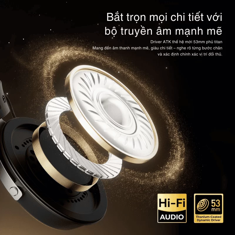 ATK Neptune N9 Ultra Esports Gaming Wireless Headset - Noise-canceling, 4 modes, 130h Battery 5 ATK Neptune N9 Ultra Esports Gaming Wireless Headset - Noise-canceling, 4 modes, 130h Battery - Ảnh 5