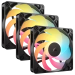 Corsair RS120-R Reverse Triple Pack Black (CO-9050196-WW) Fans - 3x120mm 2100RPM Static Pressure RGB Fan, Daisy Chain 4 Pin PWM, +5V ARGB Connections