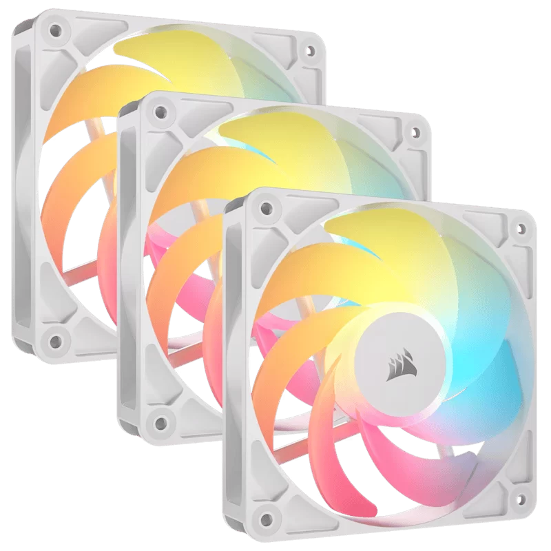Corsair RS120-R Reverse Triple Pack White (CO-9050197-WW) Fans - 3x120mm 2100RPM Static Pressure RGB Fan, Daisy Chain 4 Pin PWM, +5V ARGB Connections 1 Corsair RS120-R Reverse Triple Pack White (CO-9050197-WW) Fans - 3x120mm 2100RPM Static Pressure RGB Fan, Daisy Chain 4 Pin PWM, +5V ARGB Connections