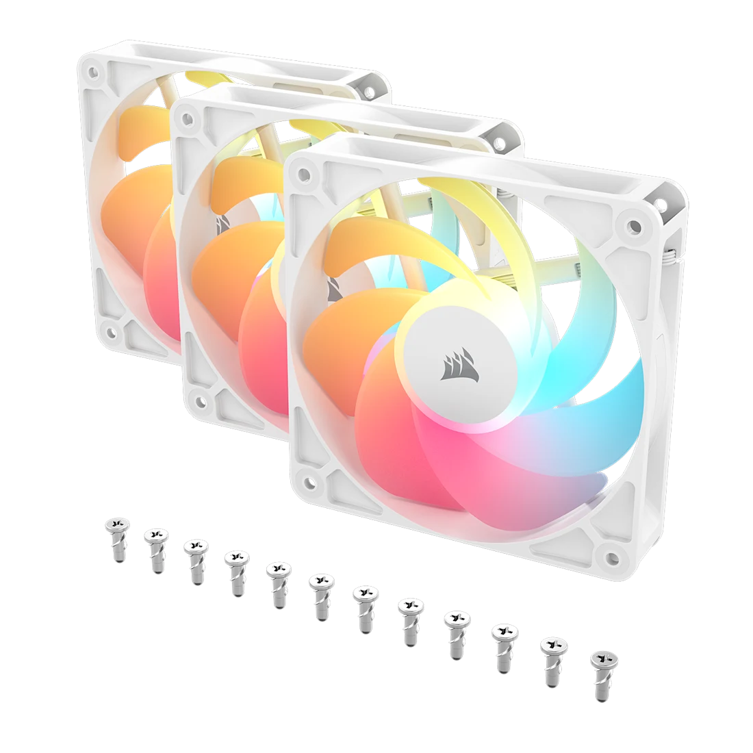 Corsair RS120-R Reverse Triple Pack White (CO-9050197-WW) Fans - 3x120mm 2100RPM Static Pressure RGB Fan, Daisy Chain 4 Pin PWM, +5V ARGB Connections 3 Corsair RS120-R Reverse Triple Pack White (CO-9050197-WW) Fans - 3x120mm 2100RPM Static Pressure RGB Fan, Daisy Chain 4 Pin PWM, +5V ARGB Connections - Ảnh 3