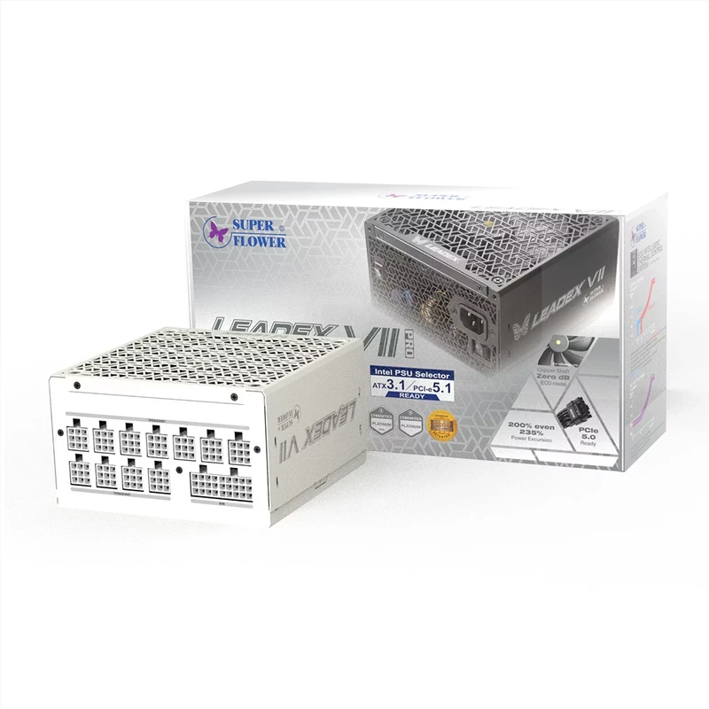Super Flower Leadex VII Platinum PRO 1200W ATX 3.1 (WH) PSU - 1200W, White, ATX 3.1 Compatible, Pcie 5.1 ready, 80 Plus Platinum & Cybenetics Platinum 9 Super Flower Leadex VII Platinum PRO 1200W ATX 3.1 (WH) PSU - 1200W, White, ATX 3.1 Compatible, Pcie 5.1 ready, 80 Plus Platinum & Cybenetics Platinum - Ảnh 9
