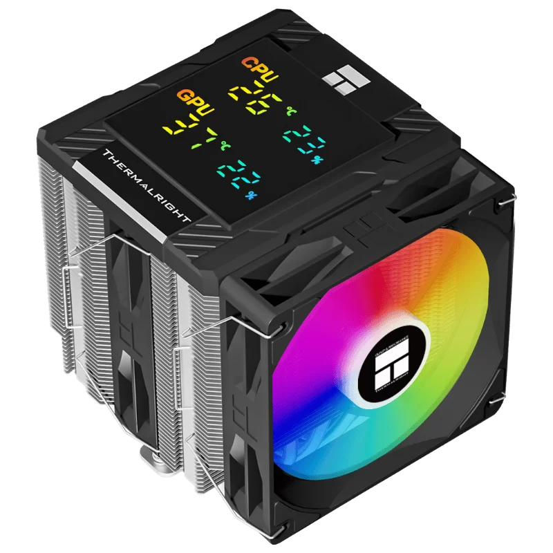 THERMALRIGHT Peerless Assassin 120 Digital ARGB BLACK Air Cooler - Dual Tower, Digital Screen Top Cover, 6x 6mm heatpipes 1 THERMALRIGHT Peerless Assassin 120 Digital ARGB BLACK Air Cooler - Dual Tower, Digital Screen Top Cover, 6x 6mm heatpipes