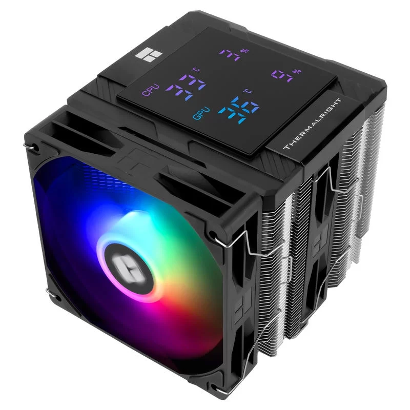 THERMALRIGHT Peerless Assassin 120 Digital ARGB BLACK Air Cooler - Dual Tower, Digital Screen Top Cover, 6x 6mm heatpipes 4 THERMALRIGHT Peerless Assassin 120 Digital ARGB BLACK Air Cooler - Dual Tower, Digital Screen Top Cover, 6x 6mm heatpipes - Ảnh 4