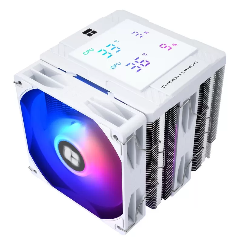 THERMALRIGHT Peerless Assassin 120 Digital ARGB WHITE Air Cooler - Dual Tower, Digital Screen Top Cover, 6x 6mm heatpipes 4 THERMALRIGHT Peerless Assassin 120 Digital ARGB WHITE Air Cooler - Dual Tower, Digital Screen Top Cover, 6x 6mm heatpipes - Ảnh 4