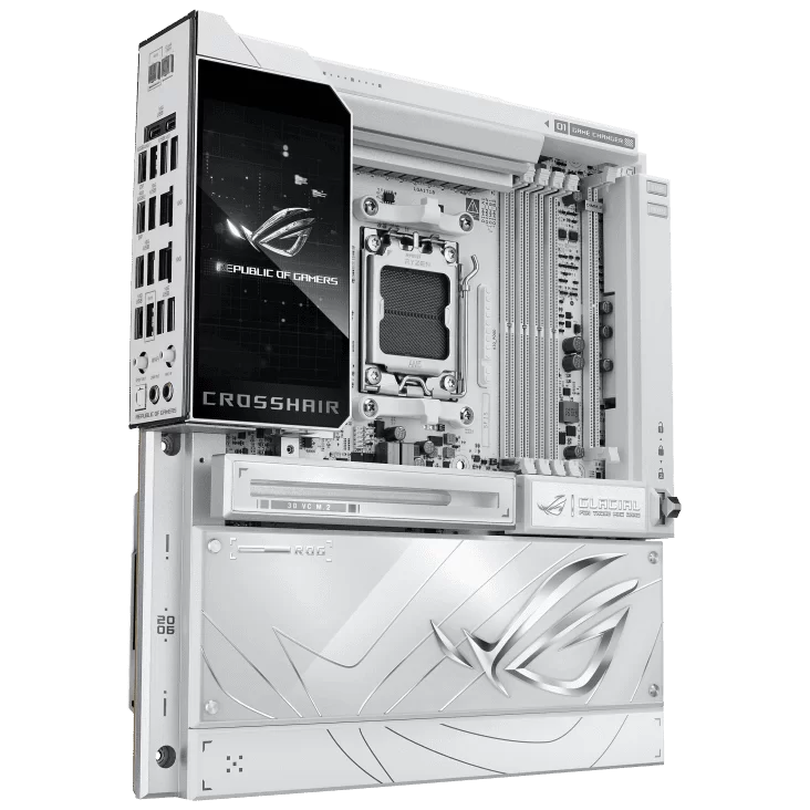 ASUS ROG CROSSHAIR X870E GLACIAL WHITE Mainboard 14 ASUS ROG CROSSHAIR X870E GLACIAL WHITE Mainboard - Ảnh 14