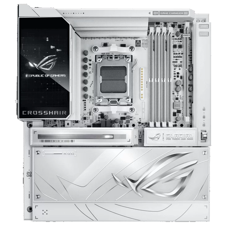 ASUS ROG CROSSHAIR X870E GLACIAL WHITE Mainboard 1 ASUS ROG CROSSHAIR X870E GLACIAL WHITE Mainboard