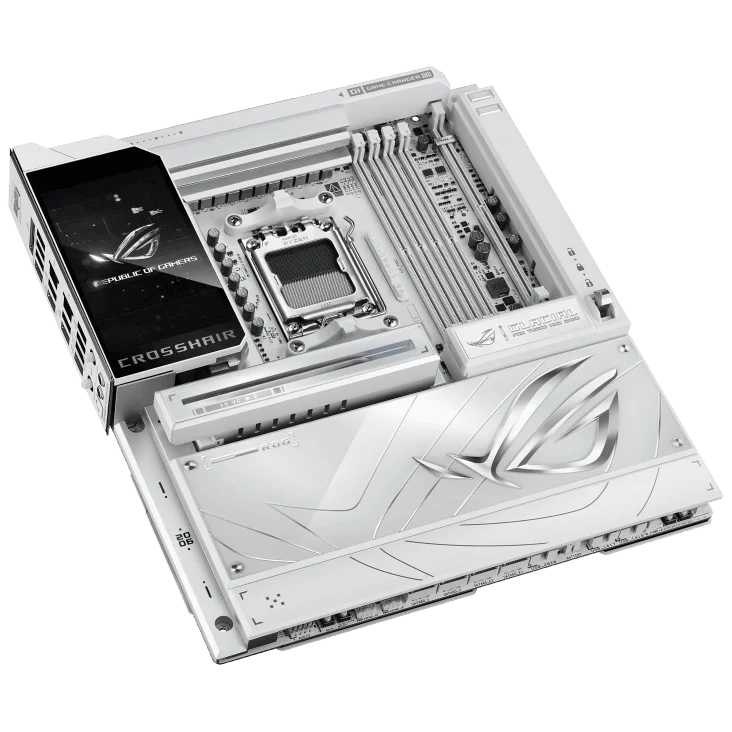 ASUS ROG CROSSHAIR X870E GLACIAL WHITE Mainboard 3 ASUS ROG CROSSHAIR X870E GLACIAL WHITE Mainboard - Ảnh 3