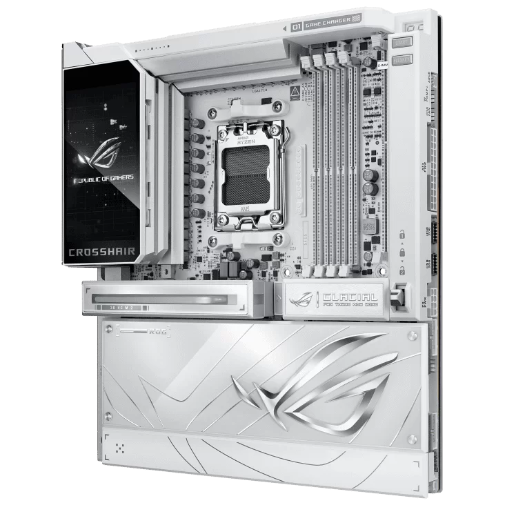 ASUS ROG CROSSHAIR X870E GLACIAL WHITE Mainboard 5 ASUS ROG CROSSHAIR X870E GLACIAL WHITE Mainboard - Ảnh 5