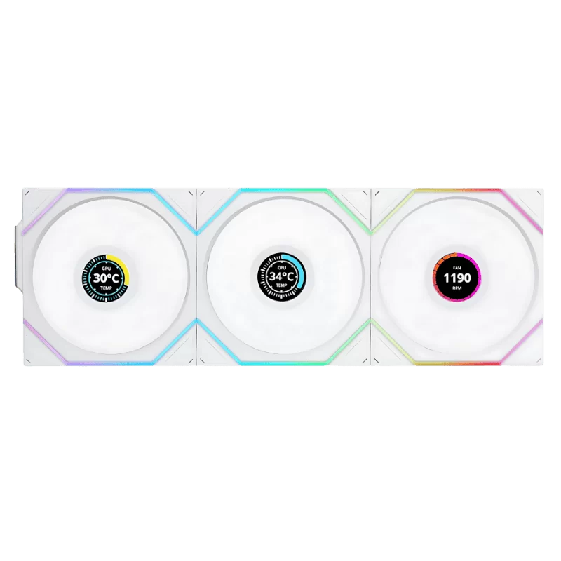 Lian Li UNI FAN TL120 Wireless Triple White Fan (12TL1W3W) - 3x 120mm fans, 2.4 GHz Wireless Signal for RGB & Fan Control