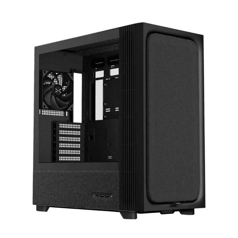 TRYX FLOVA F50 Black Mid-Tower ATX Case, Fabric Finish, TCF Cross-Flow Fan