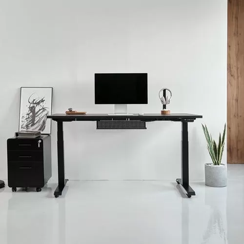 Bàn nâng hạ NiceDesign Pure Fansi MFC Laminate không đường viền, khung thép 2 động cơ (160x75cm, Mặt đen, Khung đen) 2 Bàn nâng hạ NiceDesign Pure Fansi MFC Laminate không đường viền, khung thép 2 động cơ (160x75cm, Mặt đen, Khung đen) - Ảnh 2