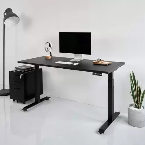 Bàn nâng hạ NiceDesign Pure Fansi MFC Laminate không đường viền, khung thép 2 động cơ (160x75cm, Mặt đen, Khung đen) 3 Bàn nâng hạ NiceDesign Pure Fansi MFC Laminate không đường viền, khung thép 2 động cơ (160x75cm, Mặt đen, Khung đen) - Ảnh 3