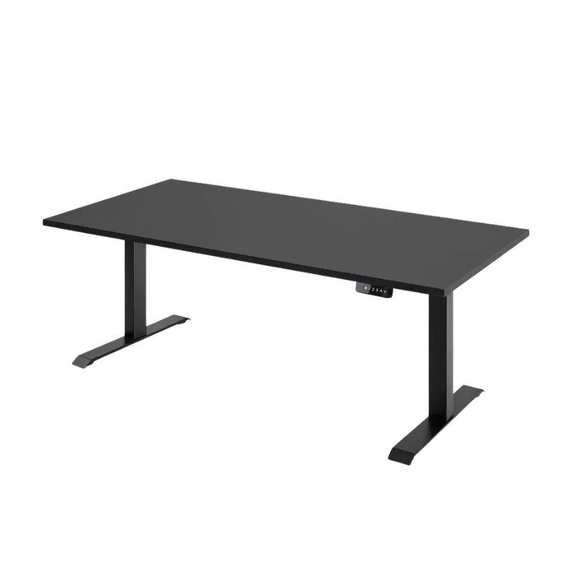 Bàn nâng hạ NiceDesign Pure Fansi MFC Laminate không đường viền, khung thép 2 động cơ (160x75cm, Mặt đen, Khung đen)