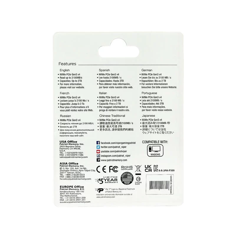PATRIOT P300 1TB (P300P1TBM28) - M.2 2280 NVME PCIe GEN 3×4 SSD 8 PATRIOT P300 1TB (P300P1TBM28) - M.2 2280 NVME PCIe GEN 3×4 SSD - Ảnh 8