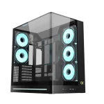 XIGMATEK PANO II BLACK (EN48418) Mid Tower ATX Case - Black, Curved Tempered Glass & Top Tempered Glass, No Fan