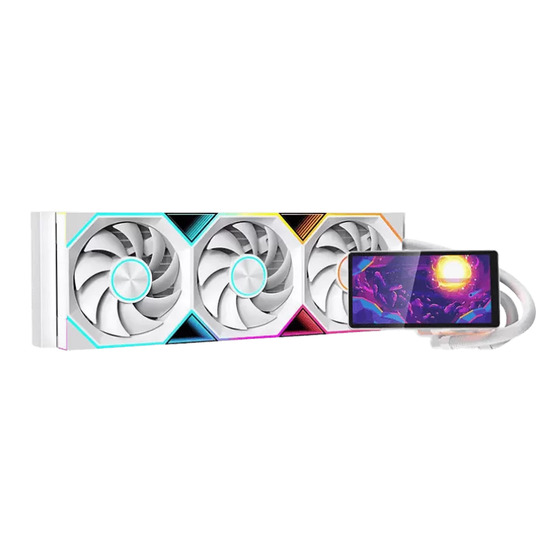 Jungle Leopard Pro Flow 360 ARGB White AIO Liquid CPU Cooler - 5.5 inch HD (960×480p) RGB Display, 3x120mm ARGB Fans 2 Jungle Leopard Pro Flow 360 ARGB White AIO Liquid CPU Cooler - 5.5 inch HD (960×480p) RGB Display, 3x120mm ARGB Fans - Ảnh 2