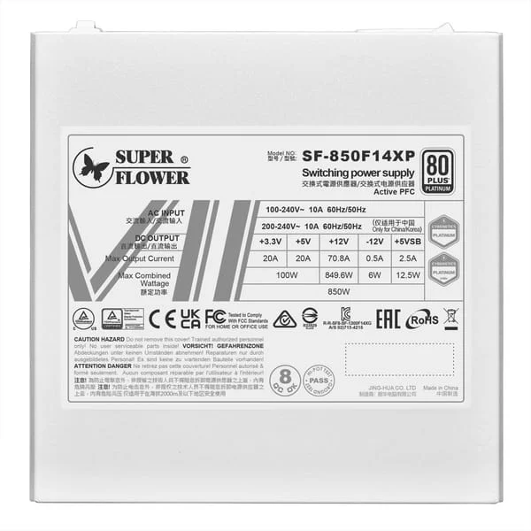 Super Flower LEADEX VII XG 1000W ATX3.0 / ATX3.1 (WH) PSU - White, 80 Plus Gold, PCIe 5.0, ATX 3.0/3.1 Compatible, Full Modular 11 Super Flower LEADEX VII XG 1000W ATX3.0 / ATX3.1 (WH) PSU - White, 80 Plus Gold, PCIe 5.0, ATX 3.0/3.1 Compatible, Full Modular - Ảnh 11