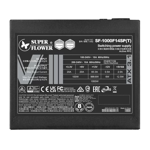 SuperFlower Leadex VIII Platinum Pro 1000W ATX 3.1 Cybenetics Platinum SF-1000F14SP(T) PSU 11 SuperFlower Leadex VIII Platinum Pro 1000W ATX 3.1 Cybenetics Platinum SF-1000F14SP(T) PSU - Ảnh 11