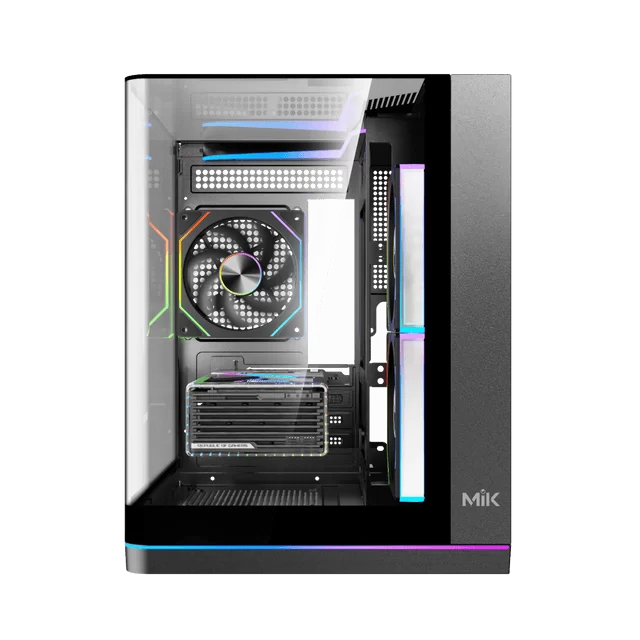MIK G8 NOVA M Black Aquarium Case - mATX, Dual ARGB Strips, Seamless Curved Glass 3 MIK G8 NOVA M Black Aquarium Case - mATX, Dual ARGB Strips, Seamless Curved Glass - Ảnh 3