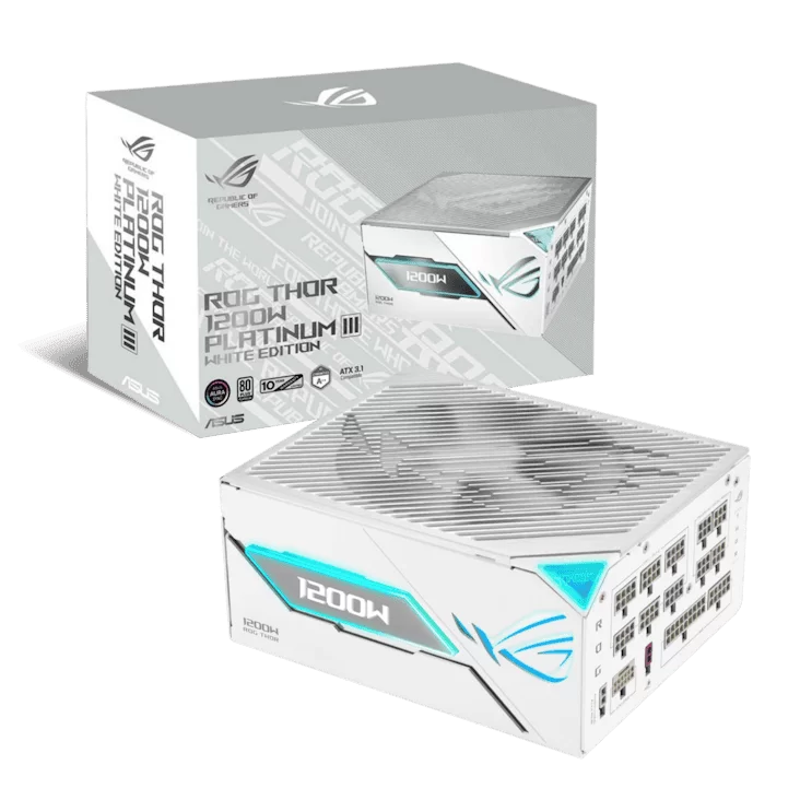 ASUS ROG Thor 1200W Platinum III White Edition Gaming PSU (ROG-THOR-1200P3-WHITE-GAMING) - 1200W, ATX 3.1 compatible, magnetic OLED display, 80 Plus Platinum 1 ASUS ROG Thor 1200W Platinum III White Edition Gaming PSU (ROG-THOR-1200P3-WHITE-GAMING) - 1200W, ATX 3.1 compatible, magnetic OLED display, 80 Plus Platinum