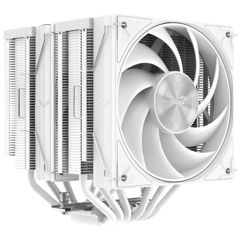 SAMA A60W White CPU Air Cooler - All White, 6ר6 mm Heat Pipes, 2x 120mm guide-ring fans 1 SAMA A60W White CPU Air Cooler - All White, 6ר6 mm Heat Pipes, 2x 120mm guide-ring fans