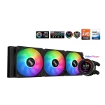 SAMA SM360 LD Black AIO Liquid CPU Cooler – 360mm Radiator, Screen LCD Display, 3 ARGB PWM Silent Fans