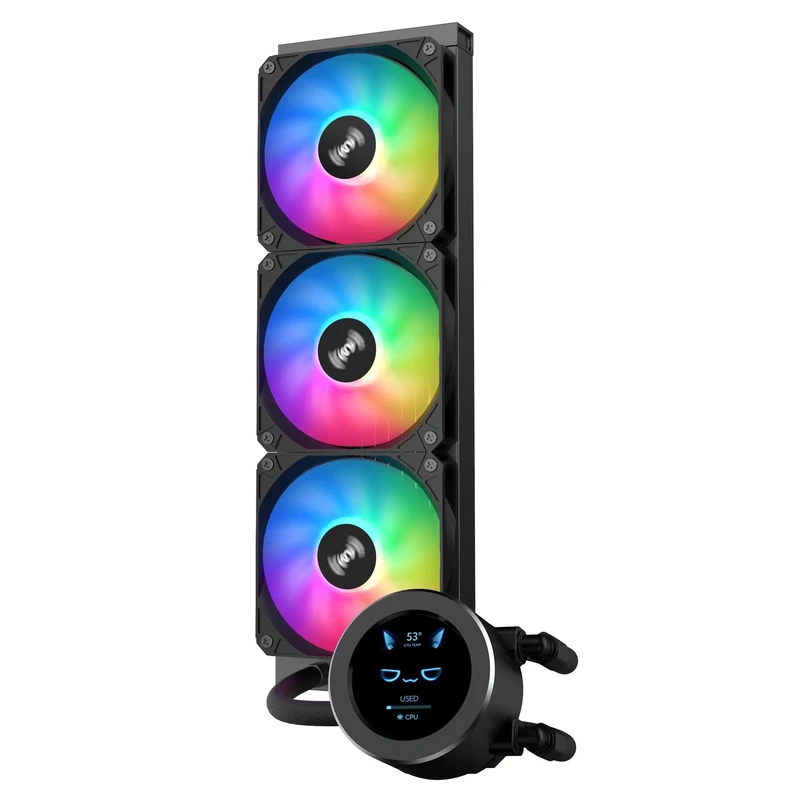 SAMA SM360 LD Black AIO Liquid CPU Cooler – 360mm Radiator, Screen LCD Display, 3 ARGB PWM Silent Fans 4 SAMA SM360 LD Black AIO Liquid CPU Cooler – 360mm Radiator, Screen LCD Display, 3 ARGB PWM Silent Fans - Ảnh 4