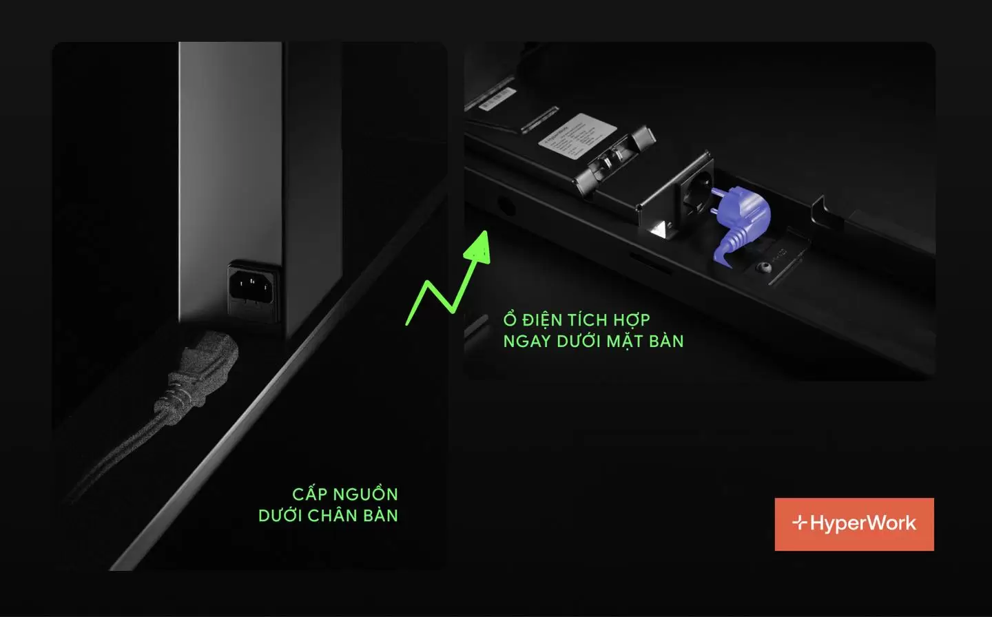 Quản lý dây bàn HyperWork Atlas Elite cable management