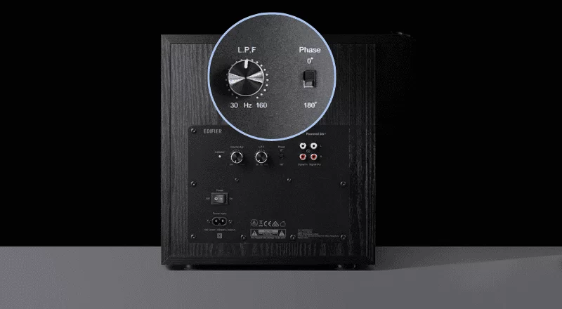 Edifier T5 Powered Subwoofer - 70W RMS, 8 inch driver, 38Hz Low Frequency, RCA In/Out, Active Sub 17 Bảng điều khiển Edifier T5