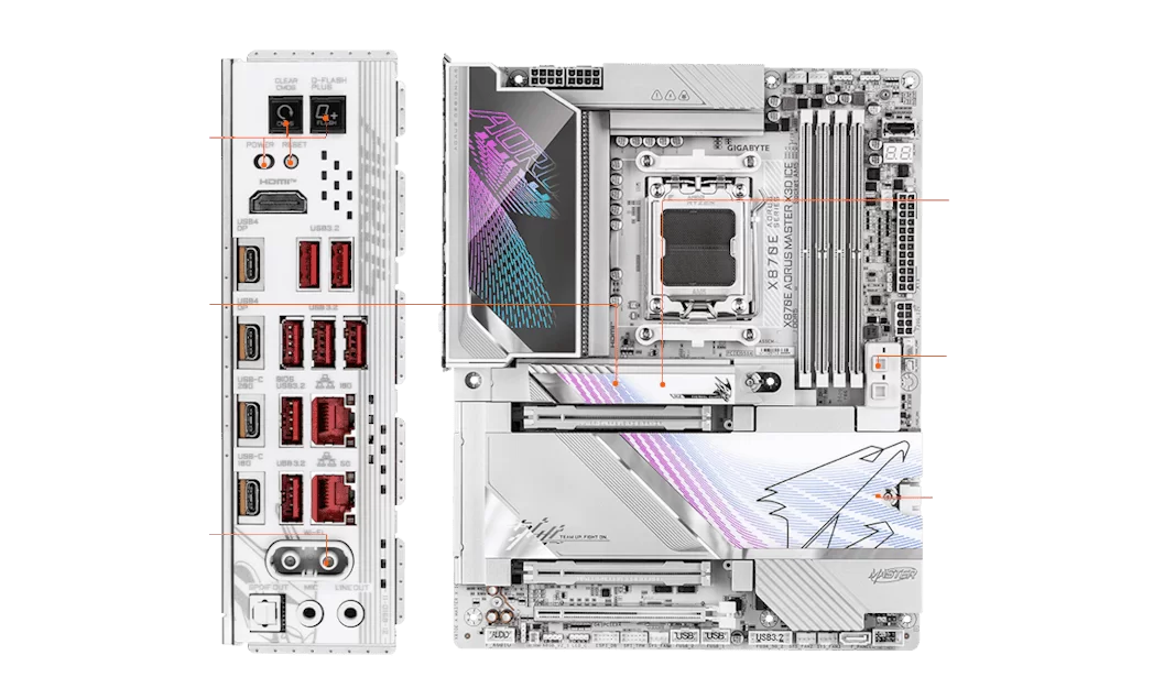 gigabyte x870e aorus master x3d ice diy friendly mainboard am5 pcie 5.0 ddr5