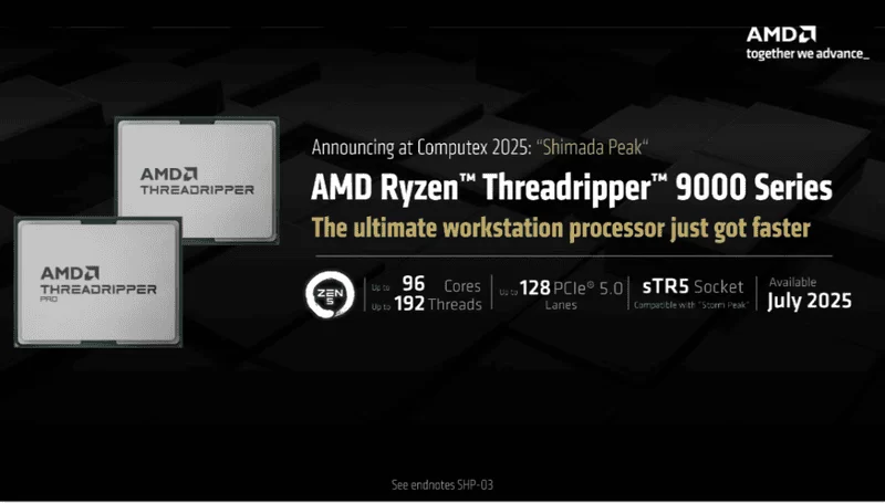 Zen 5 5.4GHz Threadripper PRO 9955WX kiến trúc tiên tiến