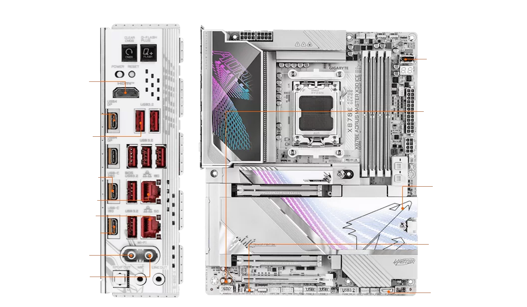GIGABYTE X870E AORUS MASTER X3D ICE Mainboard 25 mainboard gigabyte x870e aorus master x3d ice wifi 7 ddr5