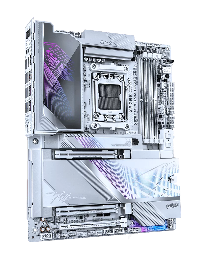 gigabyte x870e aorus master x3d ice mainboard gaming cao cấp thiết kế trắng ice