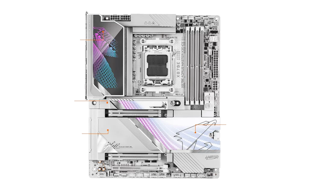 gigabyte x870e aorus master x3d ice thiết kế tản nhiệt ice