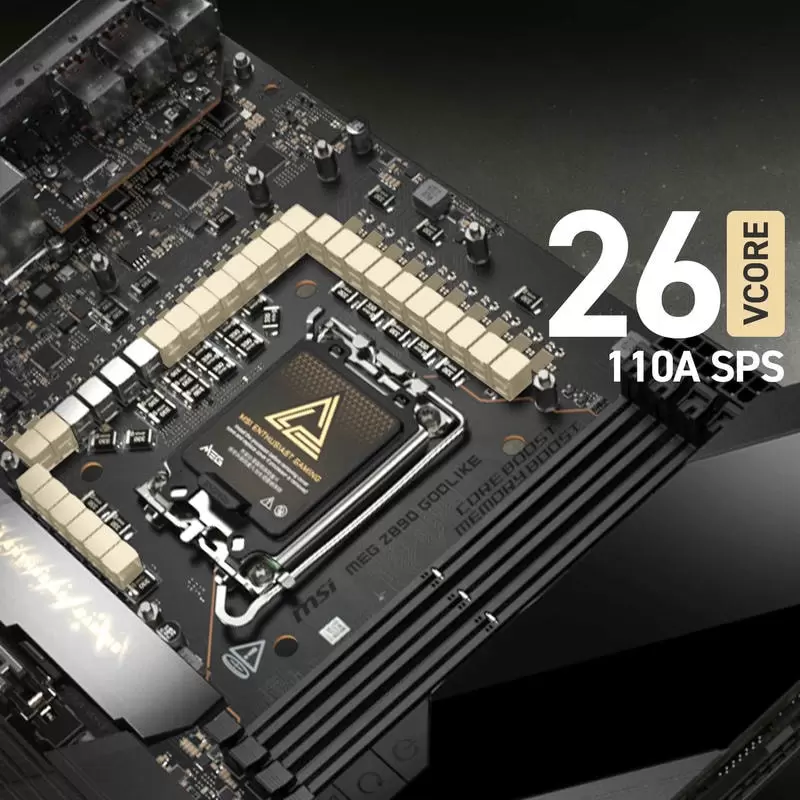 MSI MEG Z890 GODLIKE DDR5 VRM 26+2+1+1 phase nguồn mạnh ép xung intel core ultra