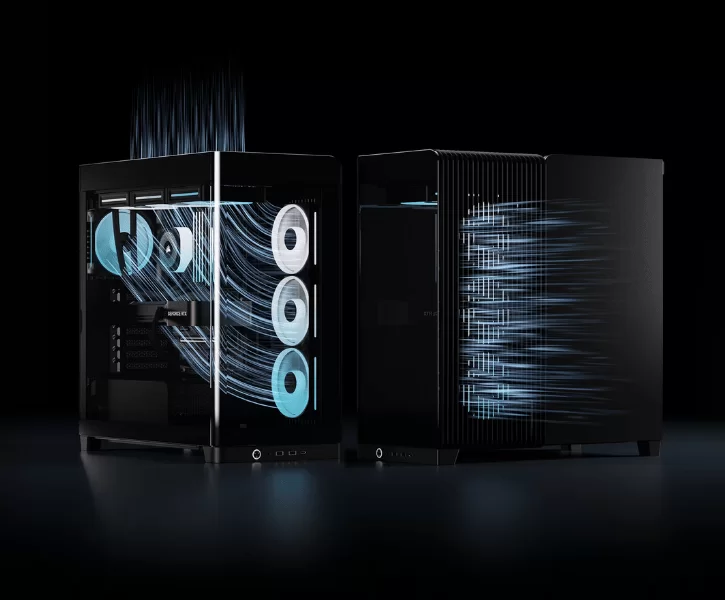 CORSAIR Corsair FRAME 4500X LX-R RGB iCUE LINK Panoramic Glass Mid-Tower Case 69 Công nghệ iCUE LINK và quạt cánh ngược LX-R RGB