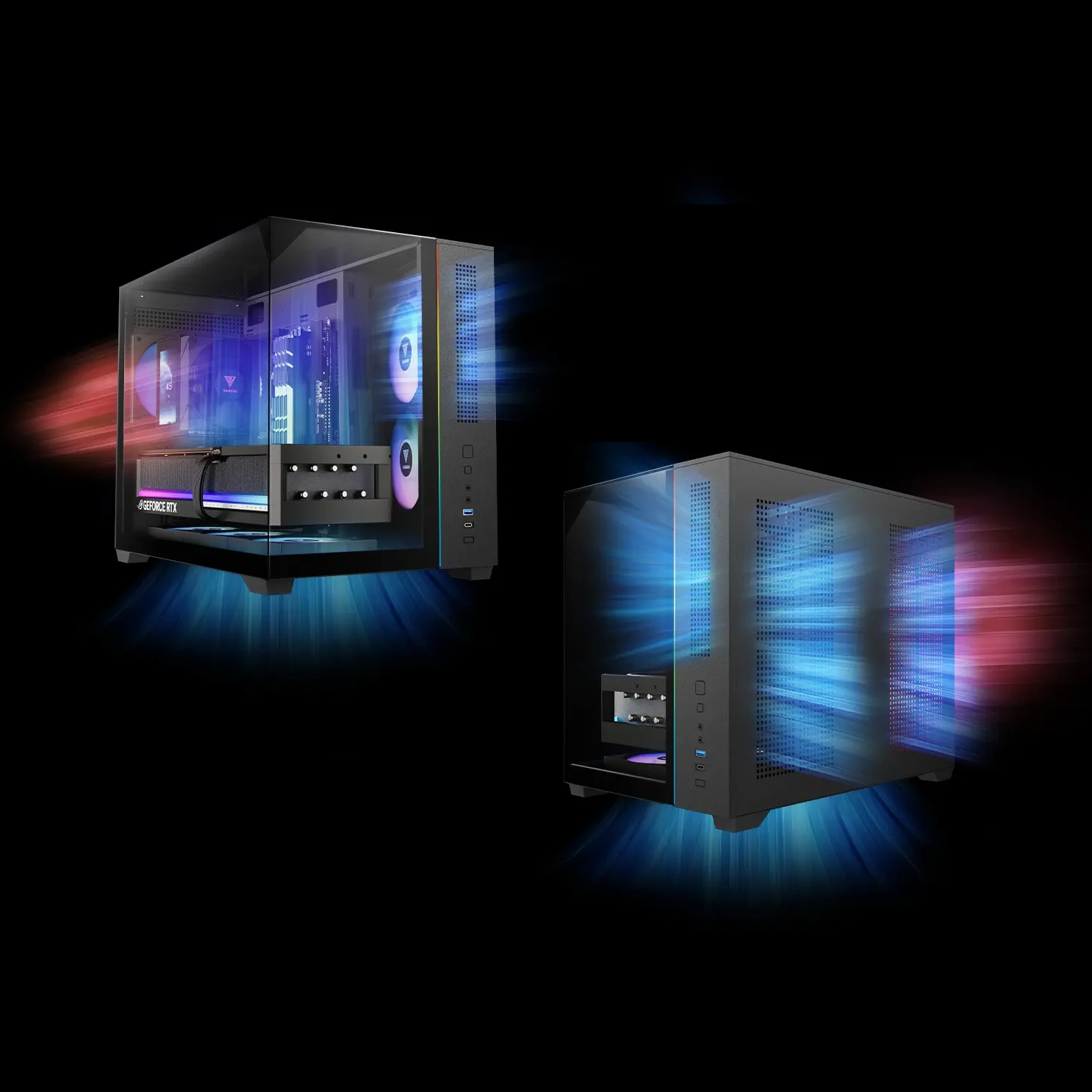 case Micro-ATX GAMDIAS cấu trúc hai khoang